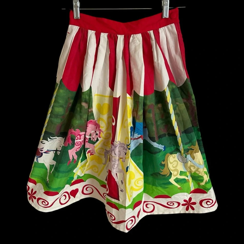 Rare Unique Vintage Disney Small Mary Poppins Enchanted Carrousel Horses Skirt S